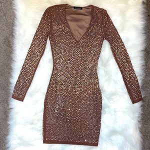 Banjul Brown Sparkle Mini Dress